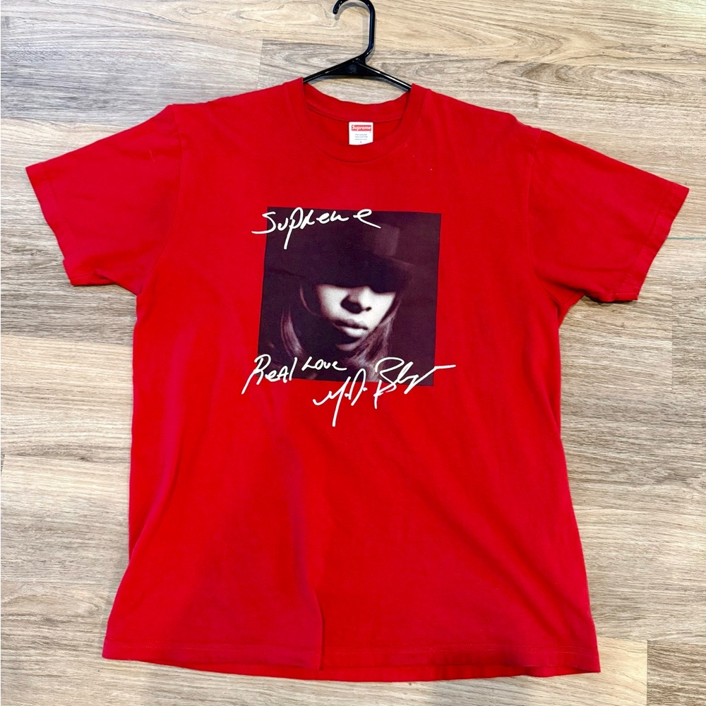 Mary J Blige Supreme Red Graphic T-Shirt Men’s Size L Streetwear Rare Tee